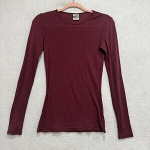 Icebreaker Shirt Womens Small Burgundy Bodyfit 200 Long Sleeve Base Layer Crew